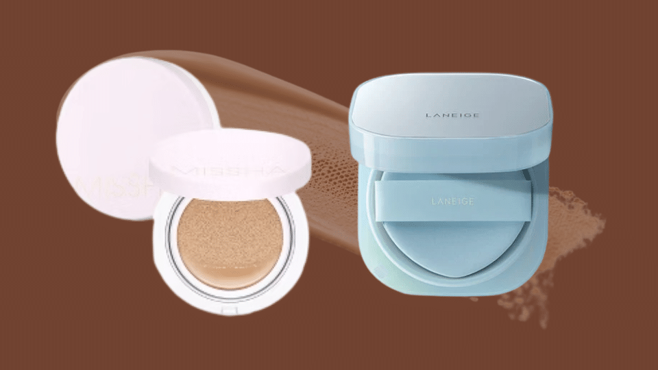 cushion foundation compact with sponge applicator showing lightweight liquid makeup stored inside cushion case
