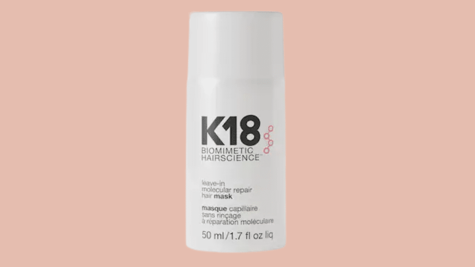k18 leave in molecular repair hair mask for fine hair in sleek white bottle for lightweight strengthening treatment