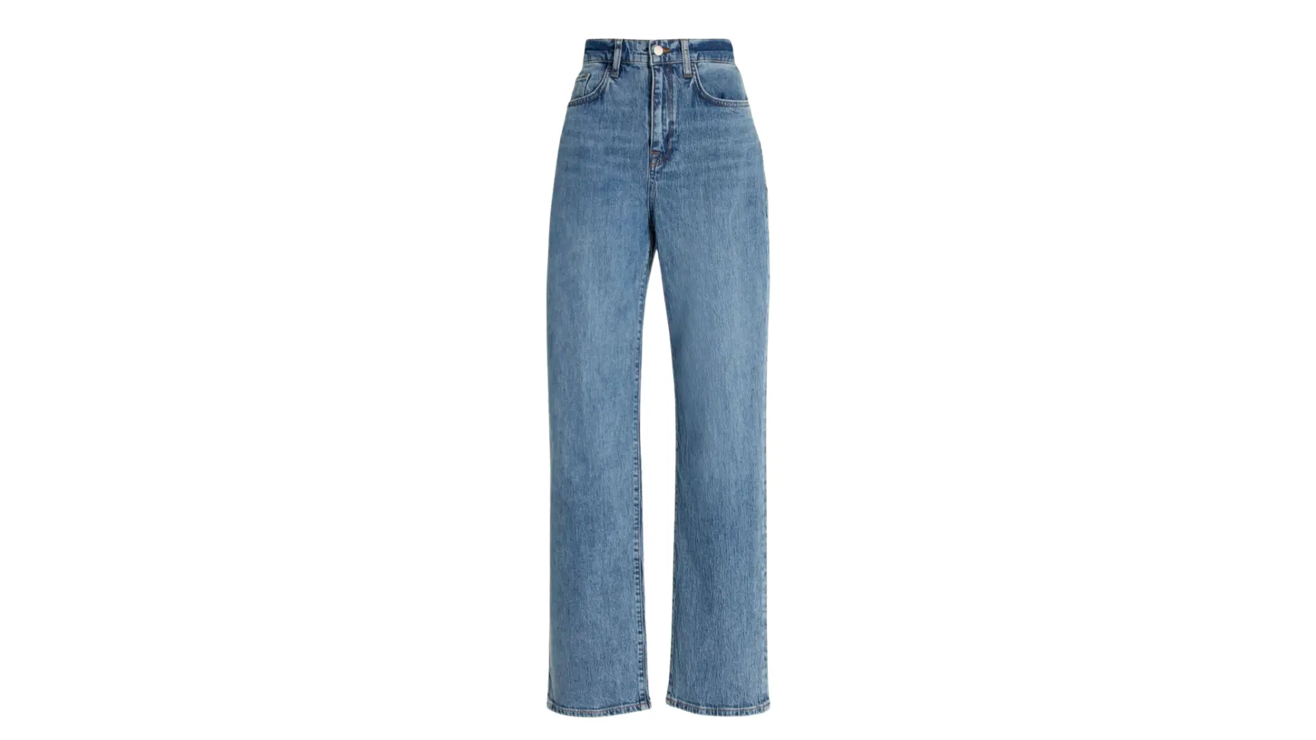 light blue high-waisted slim-fit pants jeans are centered against a white background