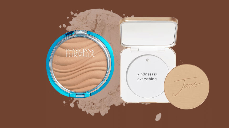 mineral foundation powder makeup compact with loose minerals used for lightweight natural skin coverage