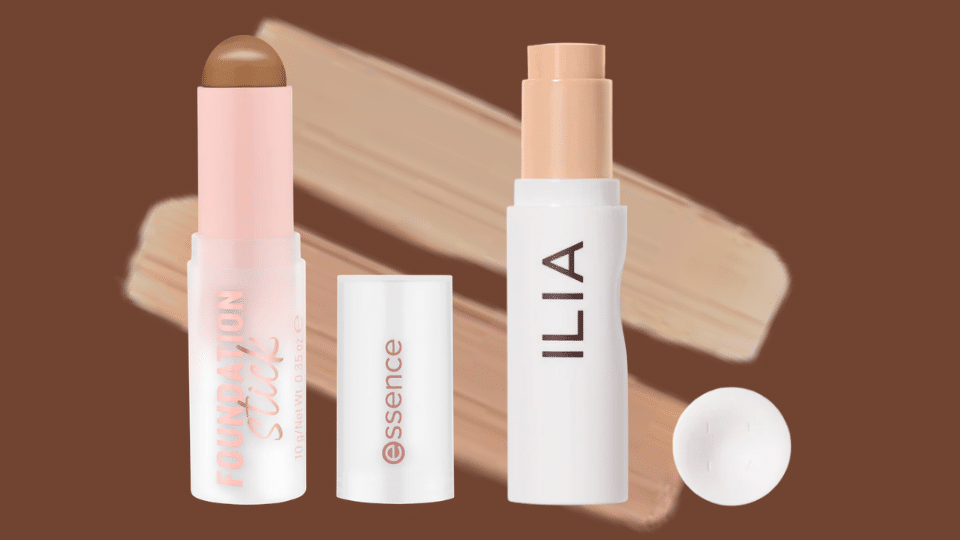 stick foundation makeup in twist up tubes showing creamy solid formula used for quick precise coverage on skin