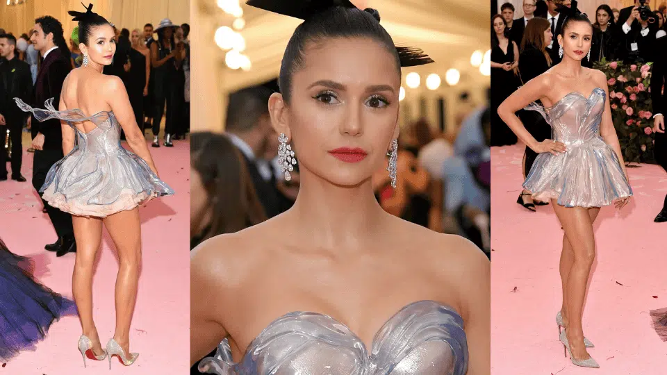 nina dobrev in 3d printed zac posen gown at the 2019 met gala camp notes on fashion theme