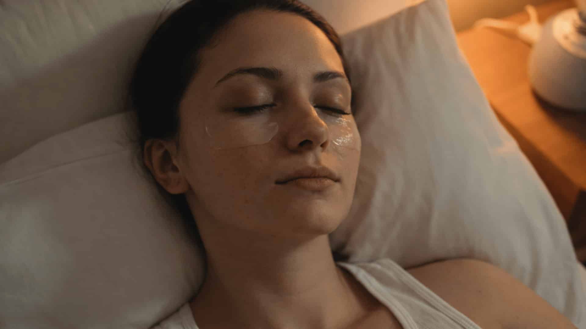 woman applying moisturizer at night with humidifier nearby and soft bedside light supporting skin barrier repair routine