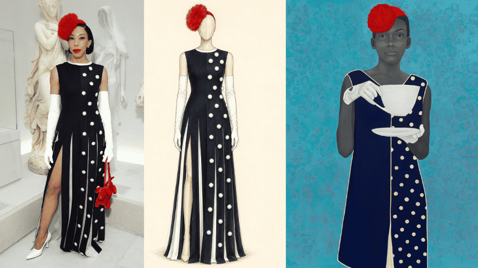 amy sherald in thom browne look inspired by her own painting at met gala