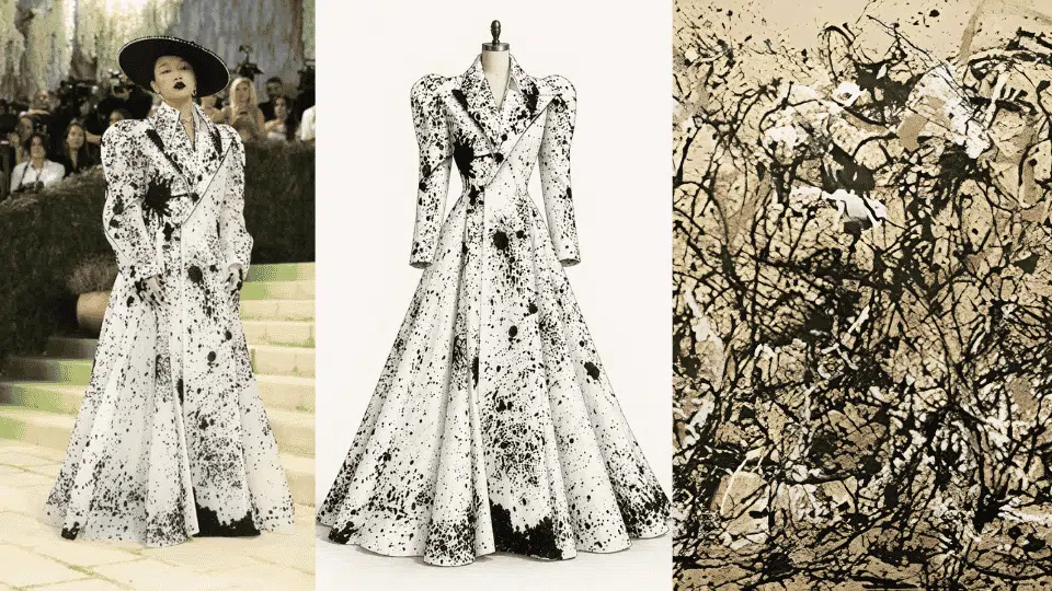 audrey nuna in robert wun paint splattered gown inspired by jackson pollock