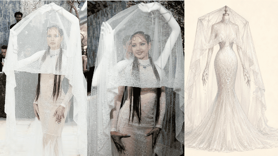 lisa in robert wun architectural couture gown with sculptural silhouette at met gala