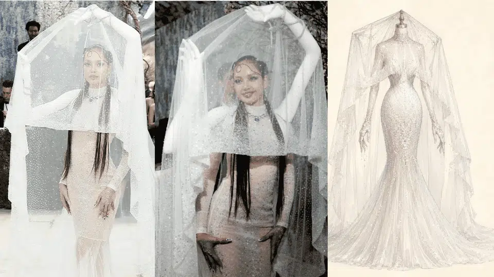 lisa in robert wun architectural couture gown with sculptural silhouette at met gala