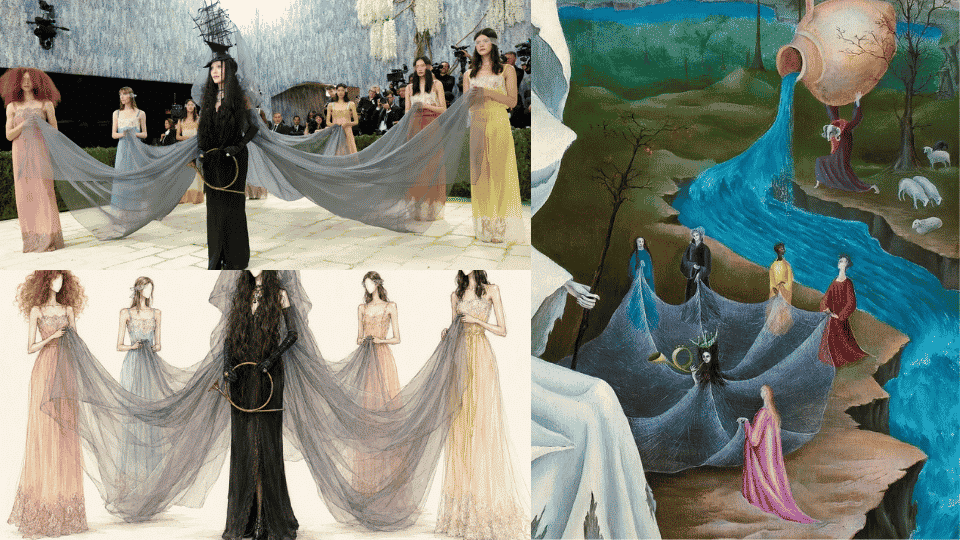 madonna in saint laurent surreal draped gown with seven attendants at met gala