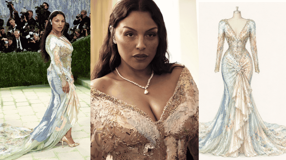 paloma elsesser in francesco risso archival patchwork gown at met gala