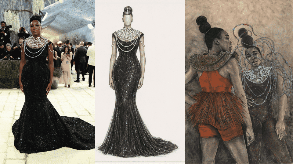 venus williams in custom swarovski crystal mesh gown inspired by her portrait