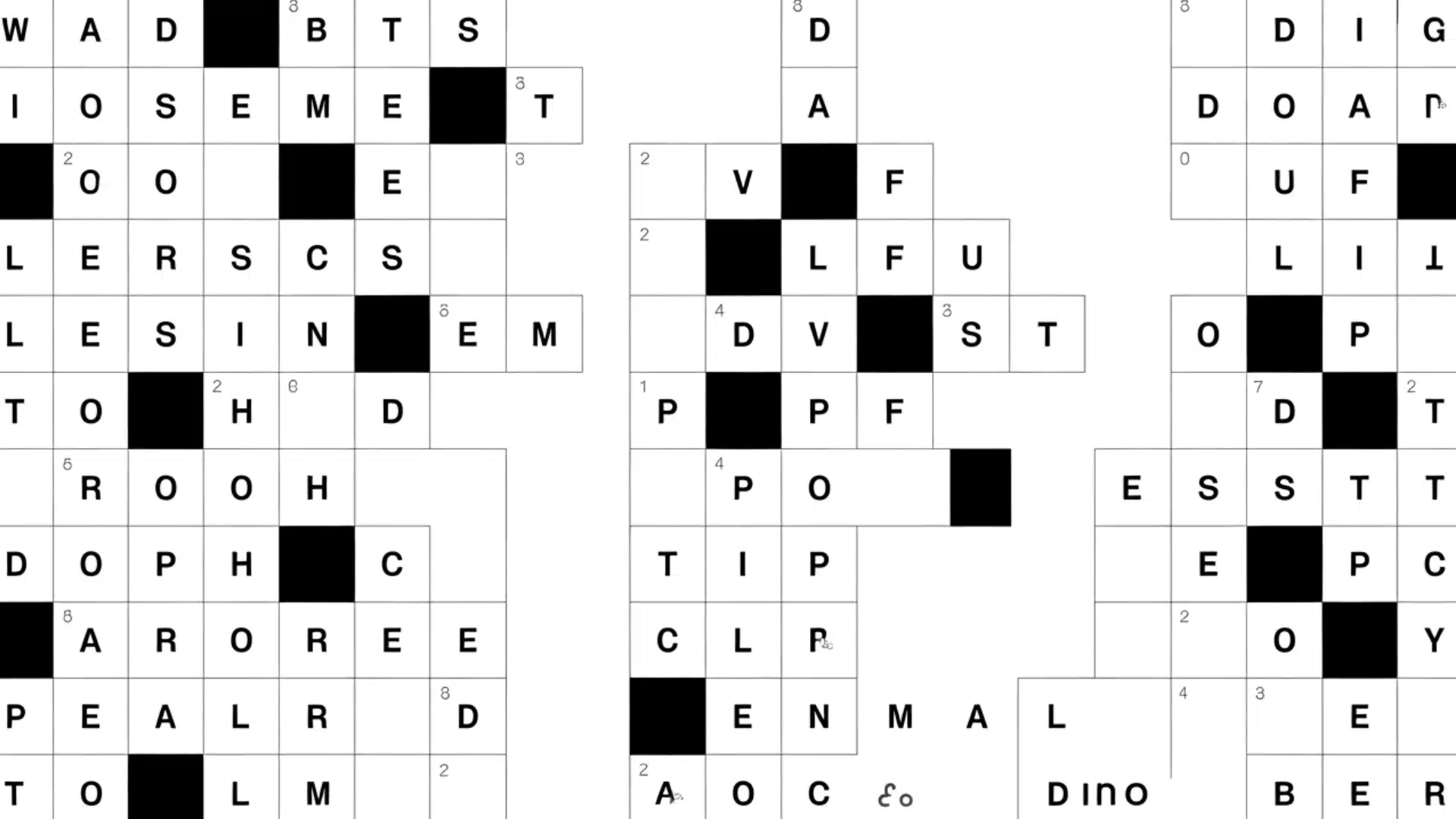 black and white crossword puzzle grid with black squares creating a maze-like pattern