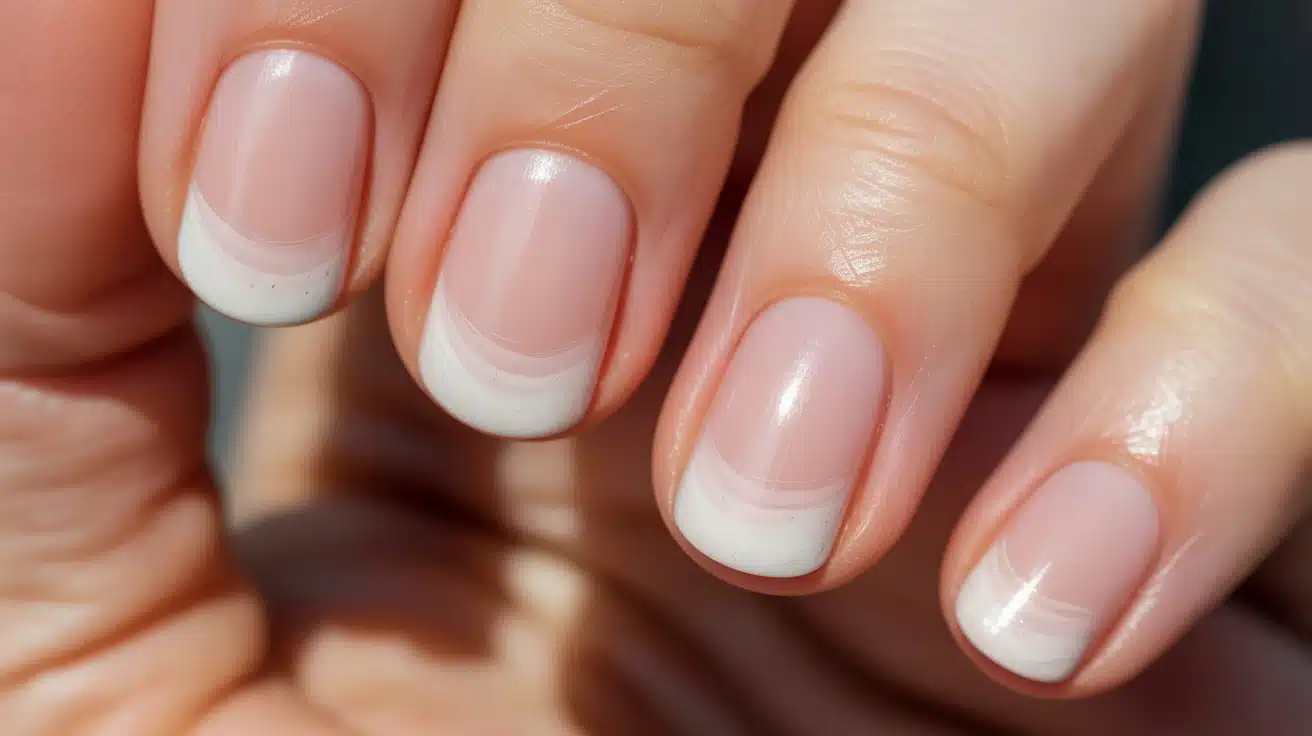 nails with blended pink and white ombre creating a smooth fade effect that looks soft natural and easy to wear daily