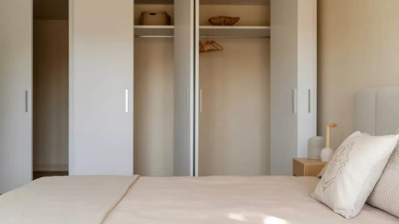 serene bedroom with clean surfaces organized spaces and soft natural light promoting positive energy flow