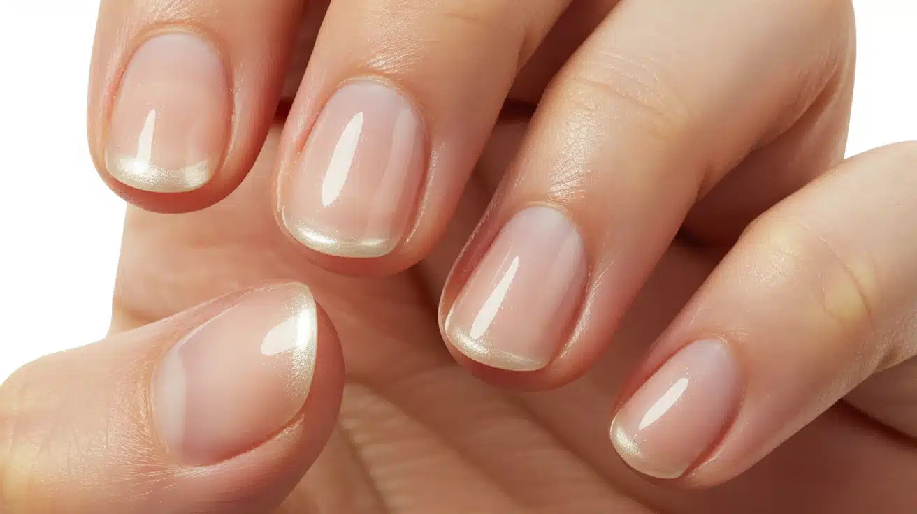 soap nails with sheer glossy finish creating a fresh washed effect that looks clean natural and lightly shiny