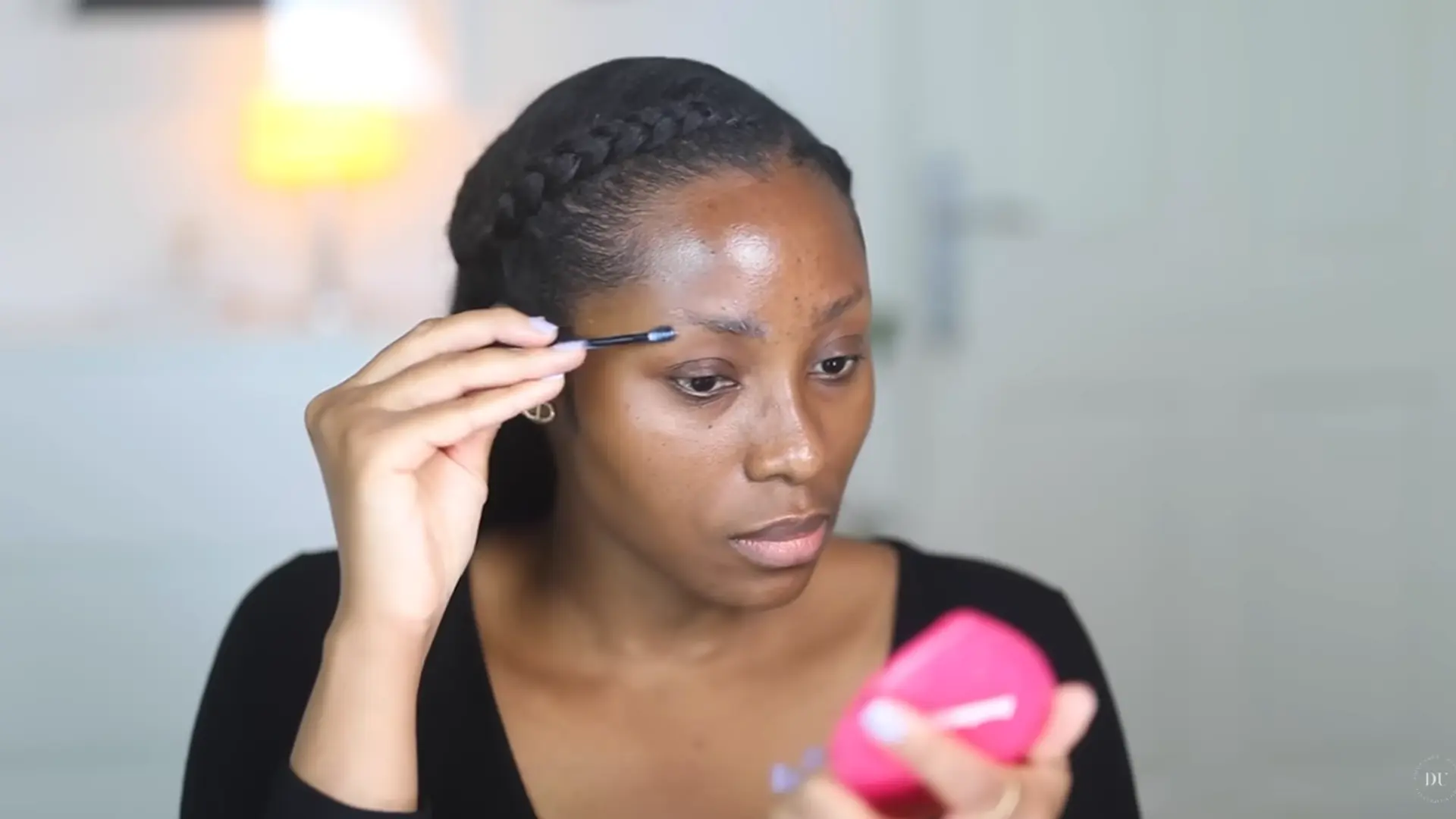 brow preparation for soft glam makeup looks using spoolie, brow gel, and shaping technique for natural structured eyebrows
