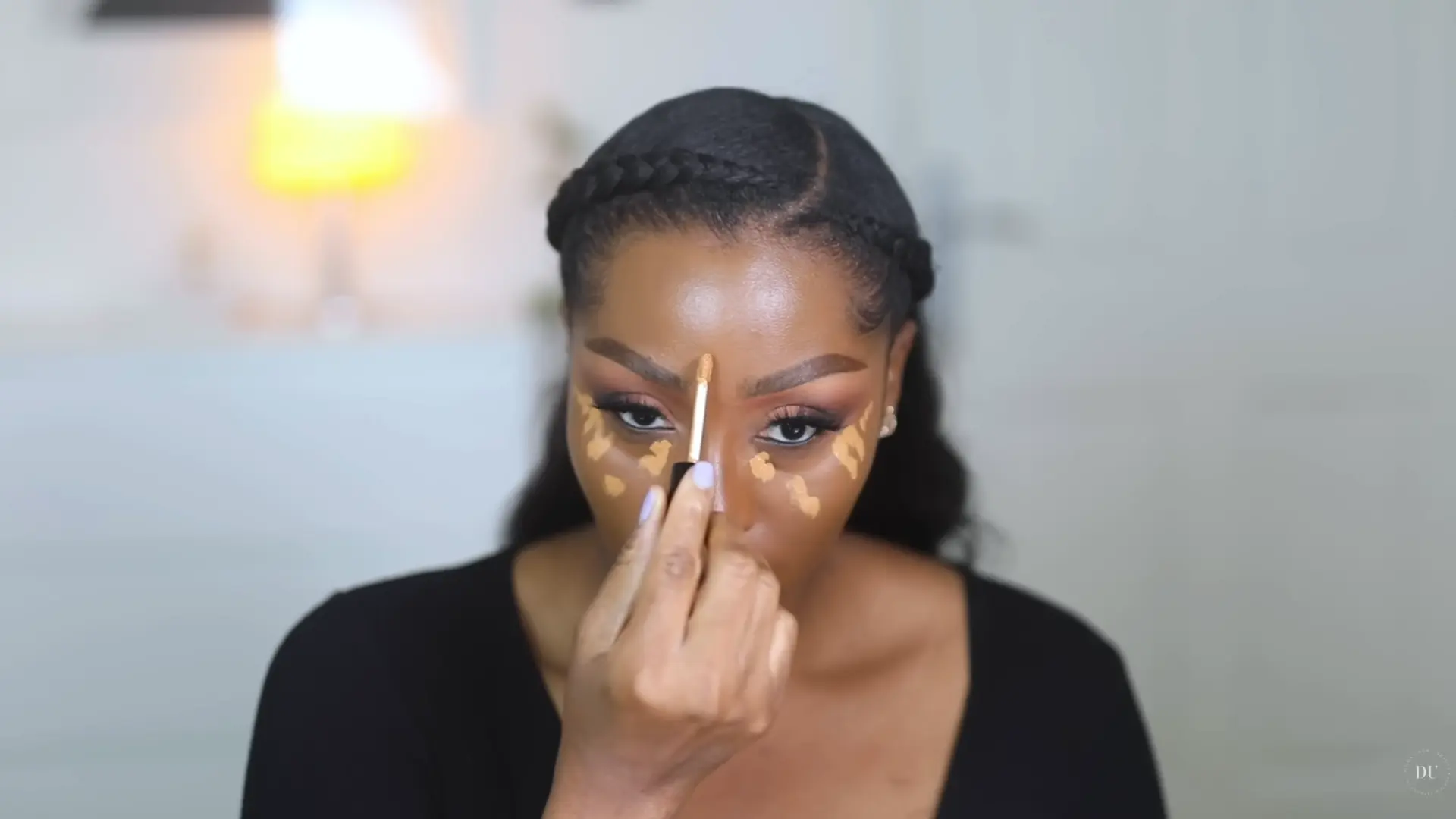 concealer brightening step for natural soft glam makeup looks applied under eyes and blended for lifted fresh appearance