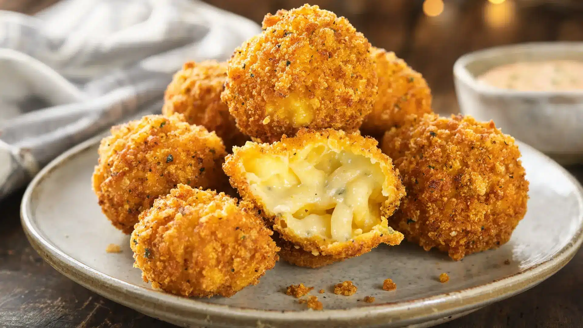 crispy mac and cheese bites with creamy center perfect comfort snack for parties