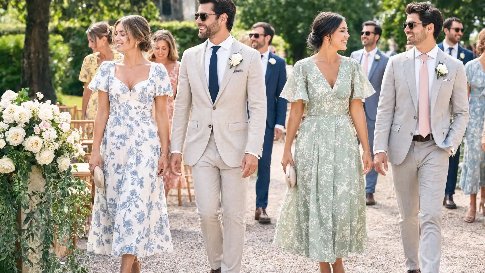 daytime wedding guest outfits with light tones breathable fabrics and relaxed polished styling