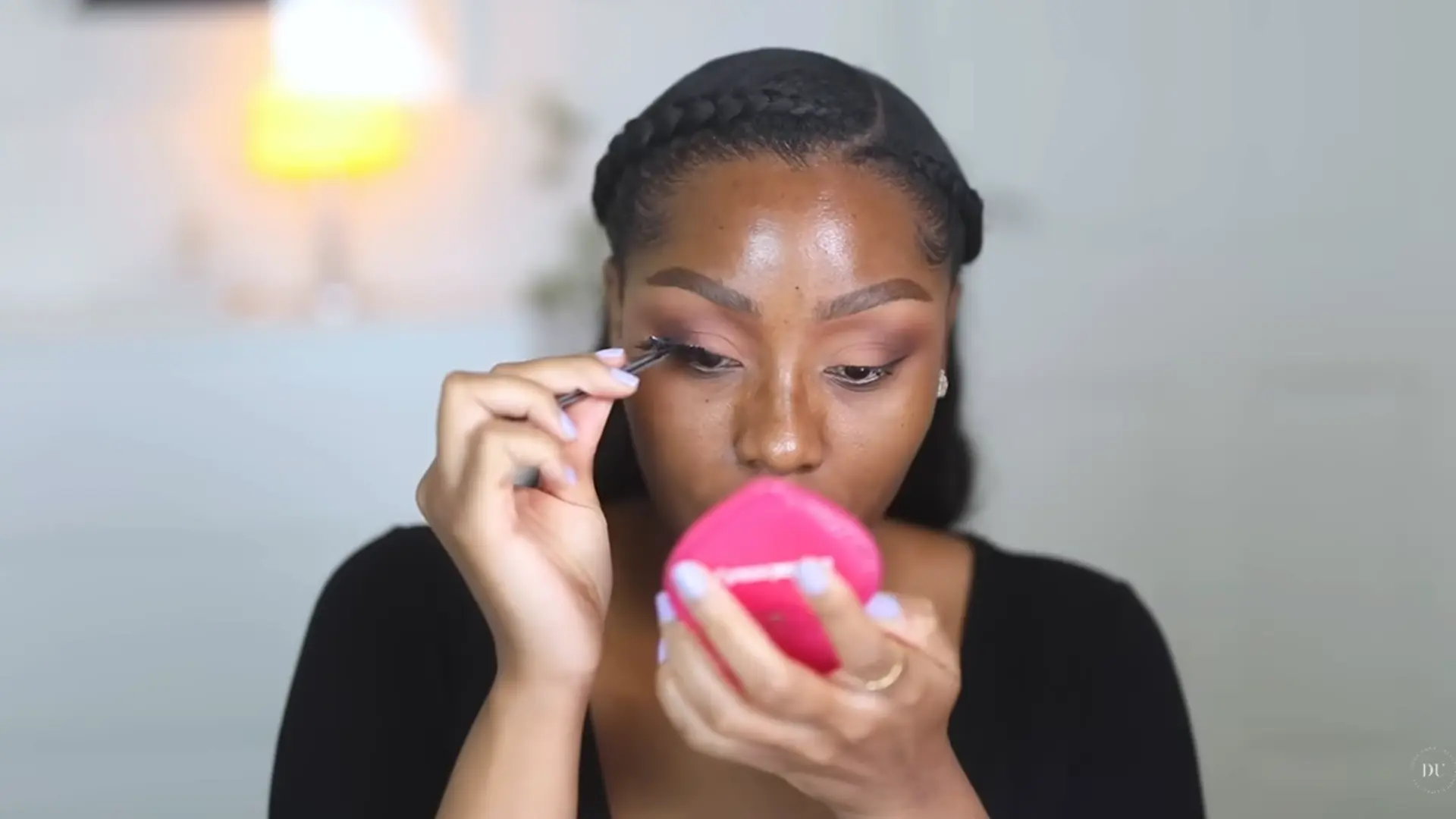 eyeliner, mascara, and lash definition step for soft glam makeup looks with thin wing and natural lash enhancement