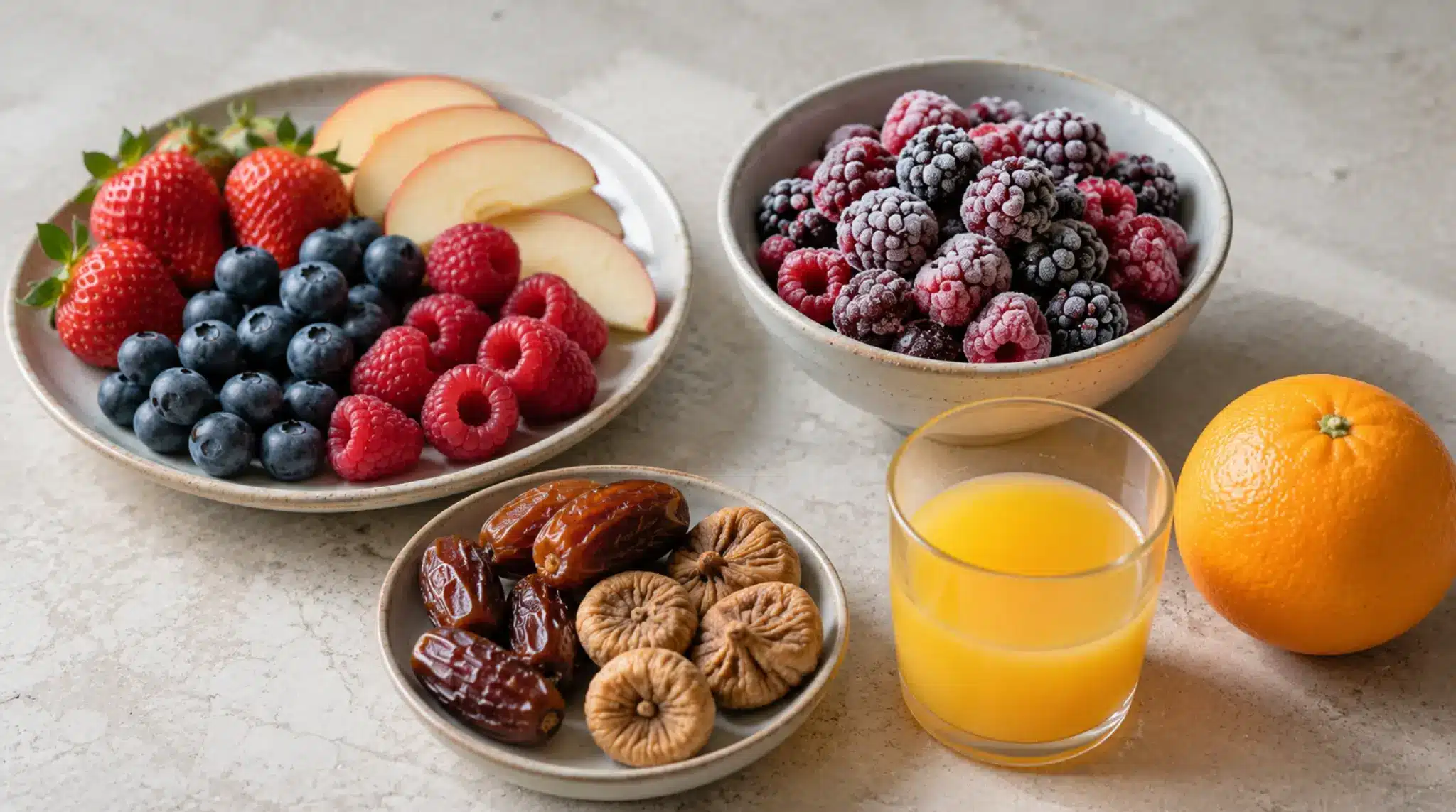 lower fiber fruits compared with berries and pear slices for a high fiber fruits article (1)