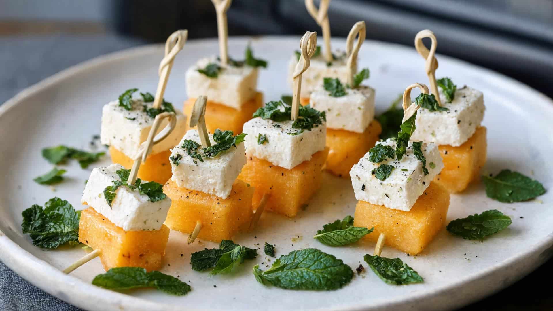 melon and feta bites sweet and savory refreshing finger food for summer parties