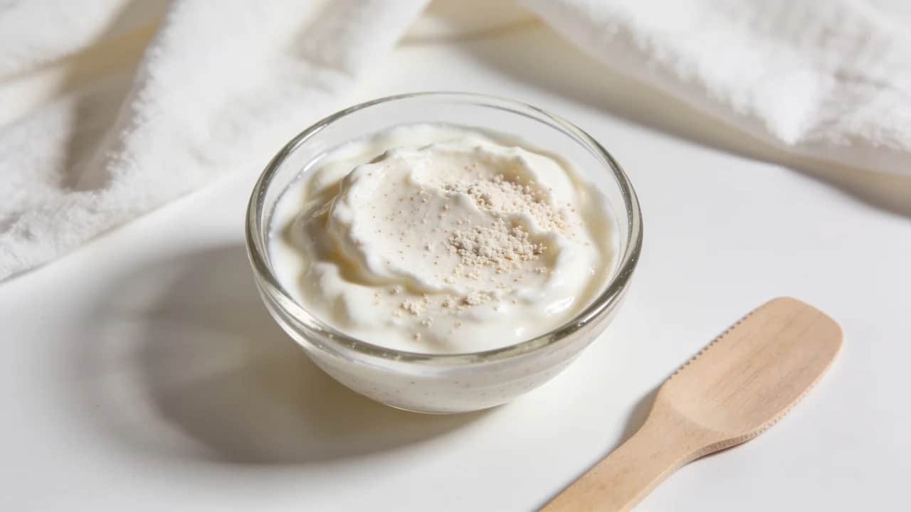 mix plain yogurt and rice flour into a soft paste for gentle face exfoliation