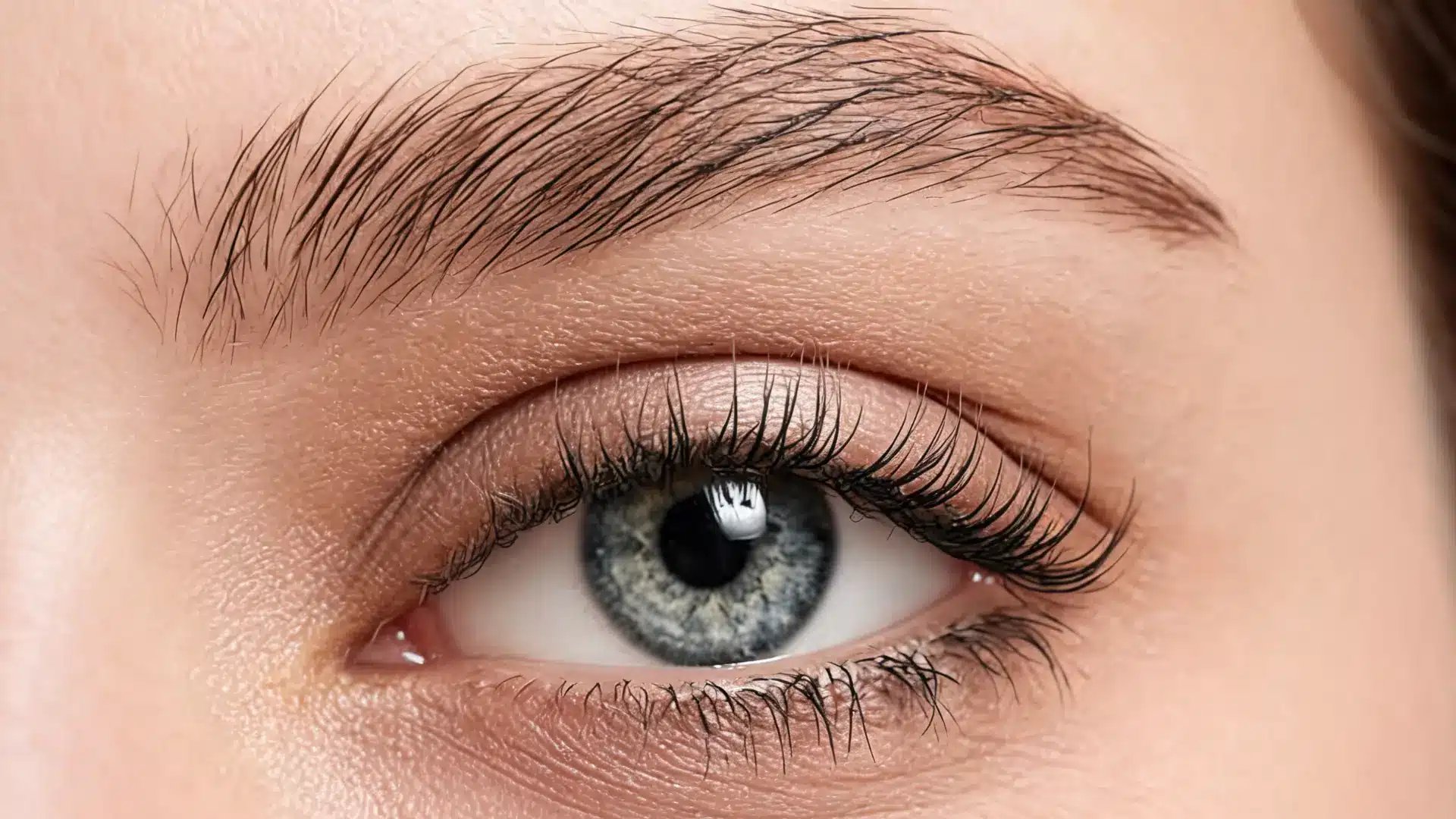 soft curved eyebrows forming smooth arc from inner brow to tail creating balanced natural frame for eyes and face
