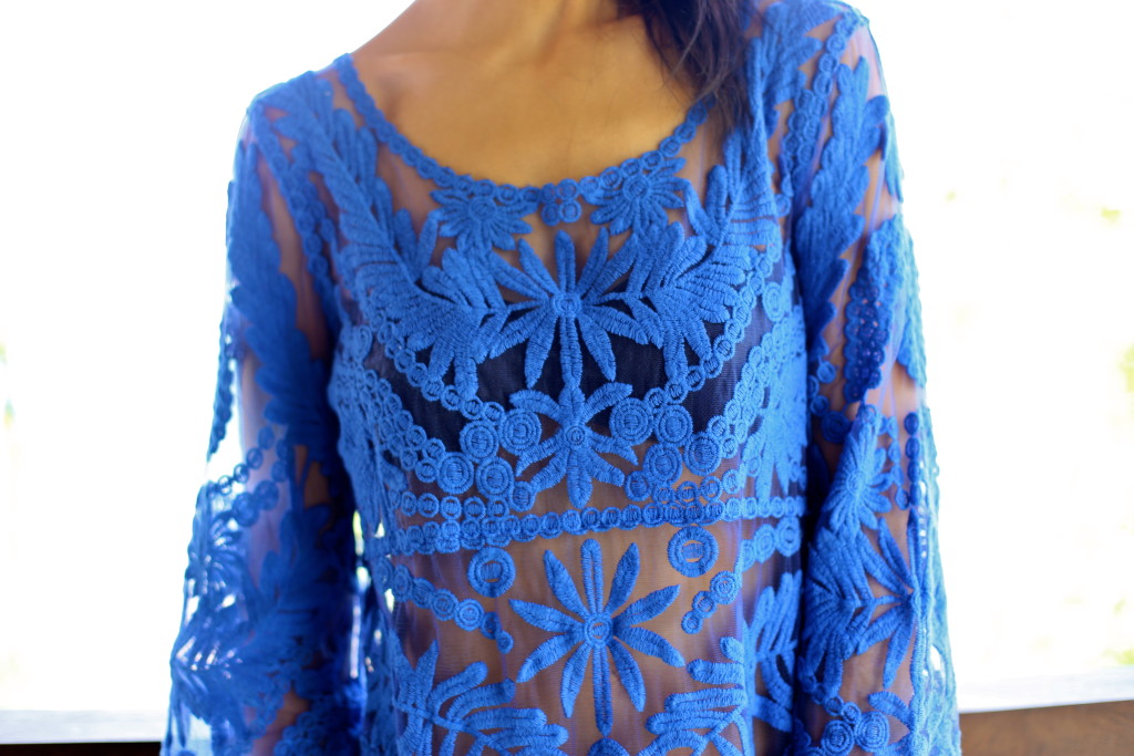 costa rica // blue embroidered cover up