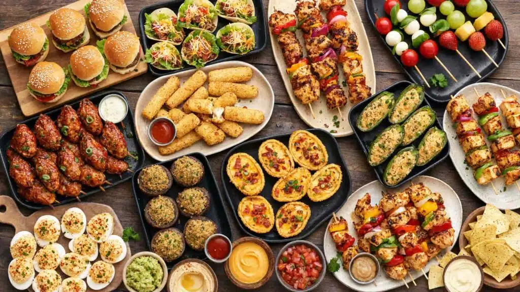 a colorful spread of easy party finger foods perfect for gatherings and sharing with friends