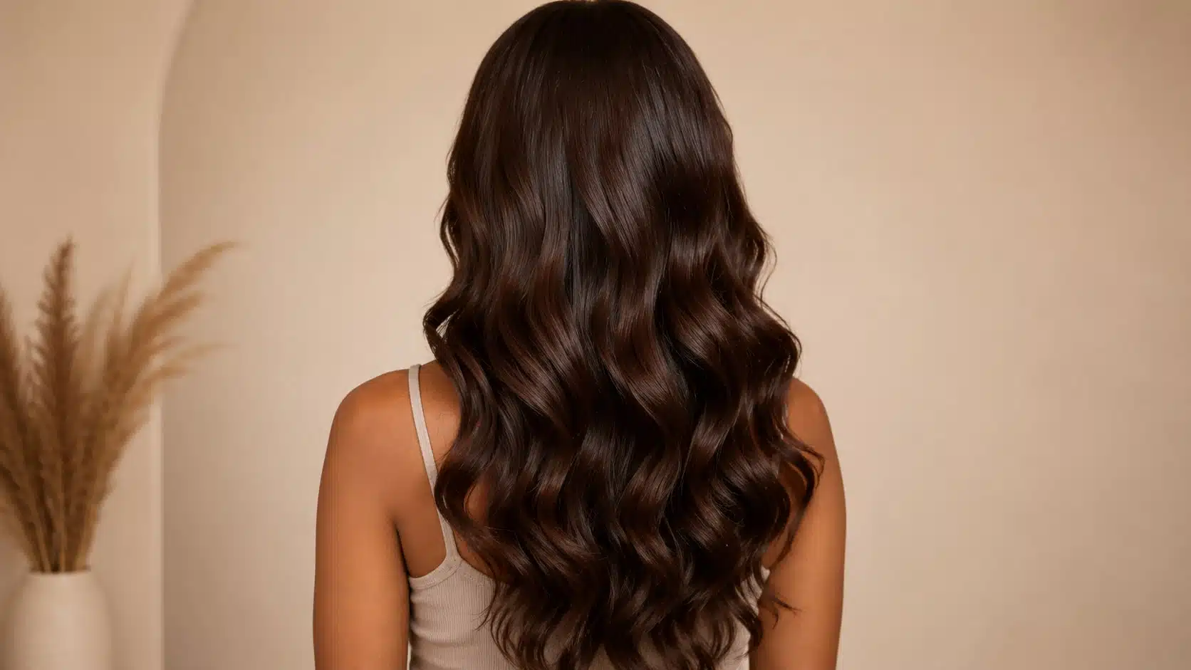 hair gloss result showing deeper shine smoother texture and richer brown hair