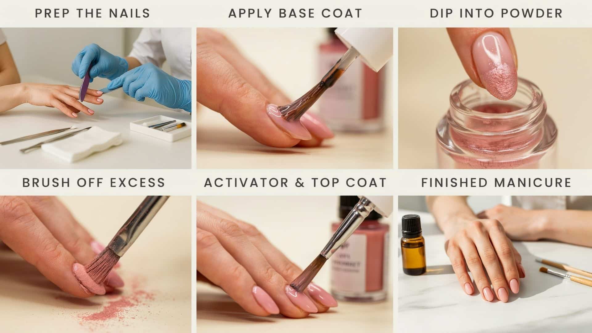 Professional nail technician showcasing how to apply SNS nails step by step