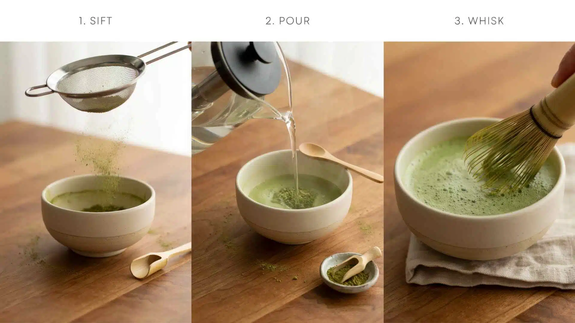 steps to make matcha with different caffeine strength