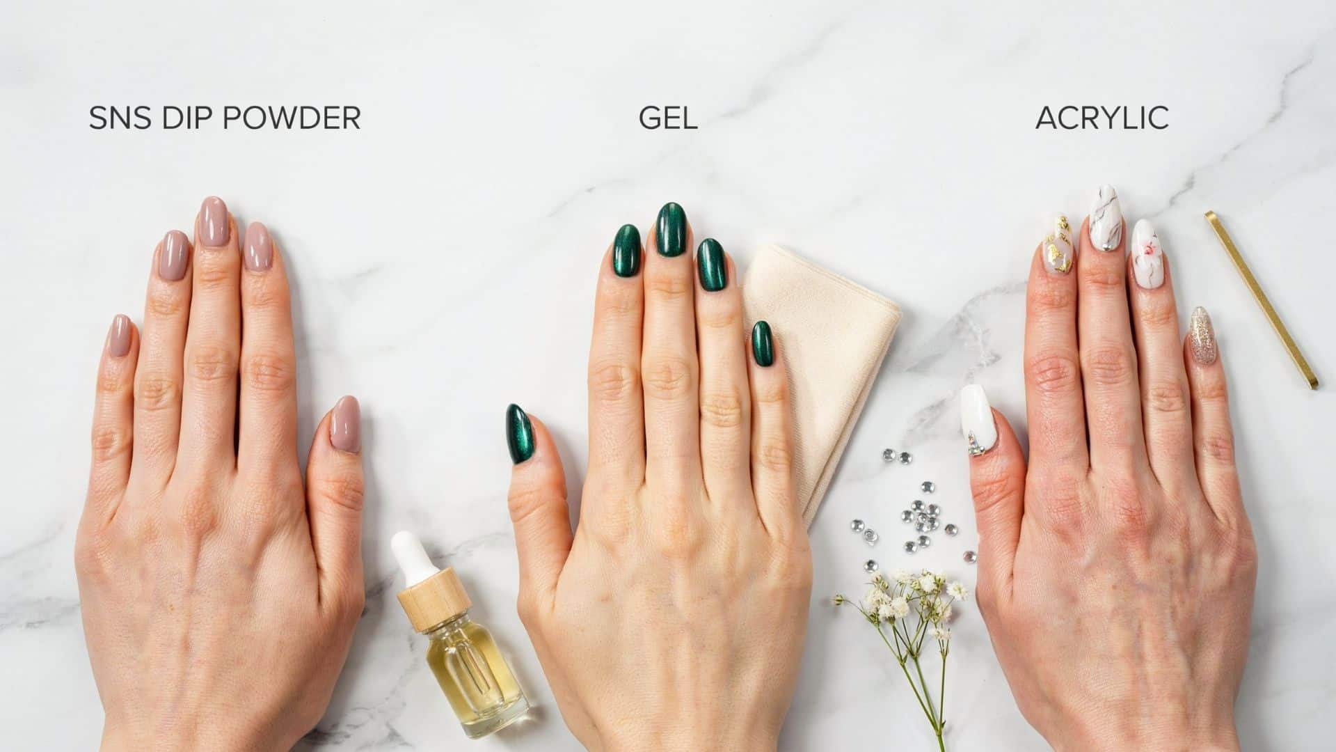 Comparison of SNS, Gel and Acrylic Nails